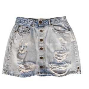 One teaspoon viper high  waist button mini destructed denim skirt size 26